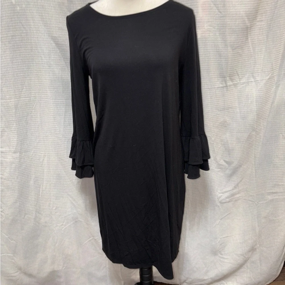 White House Black Market Black Sheath Dress with Bell Sleeves - Picture 1 of 6